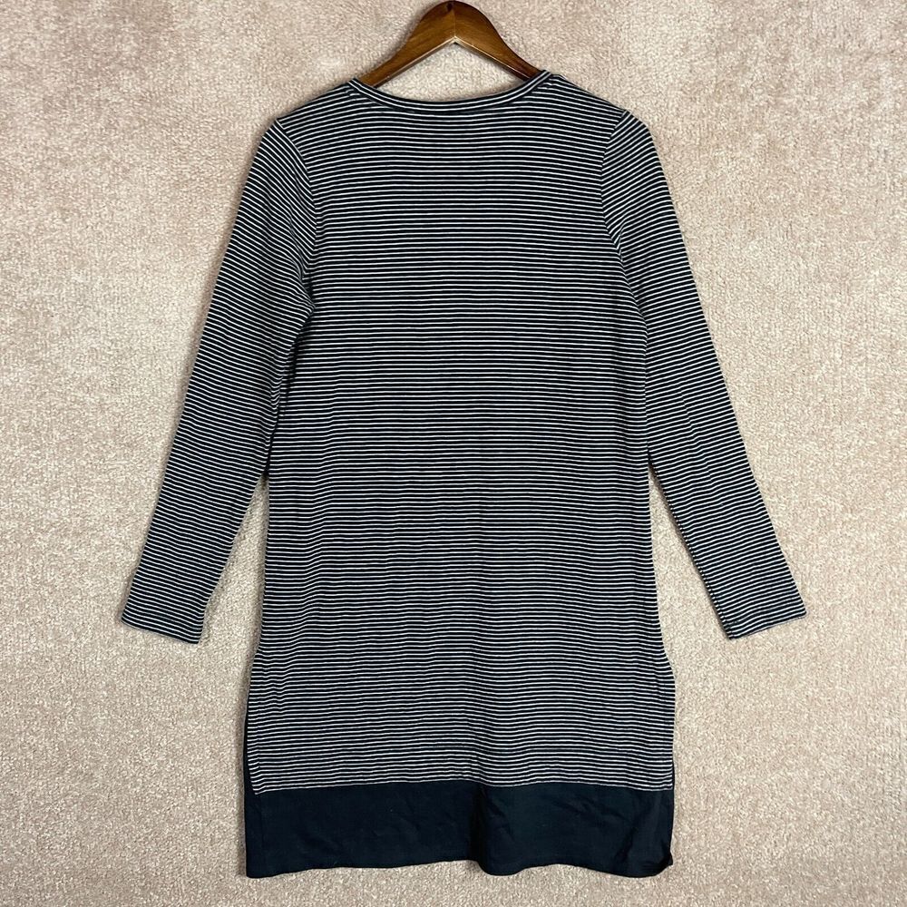 J. Jill Tunic Dress‎ Size Small Black Long Sleeve Stripe Pullover Knit Cotton - Picture 9 of 10